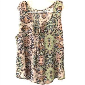 2/$15 Miss Daisy - Colorful Patterned Sleeveless Blouse